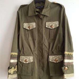 Boston Proper Khaki Embellished Military Jacket/ Costume